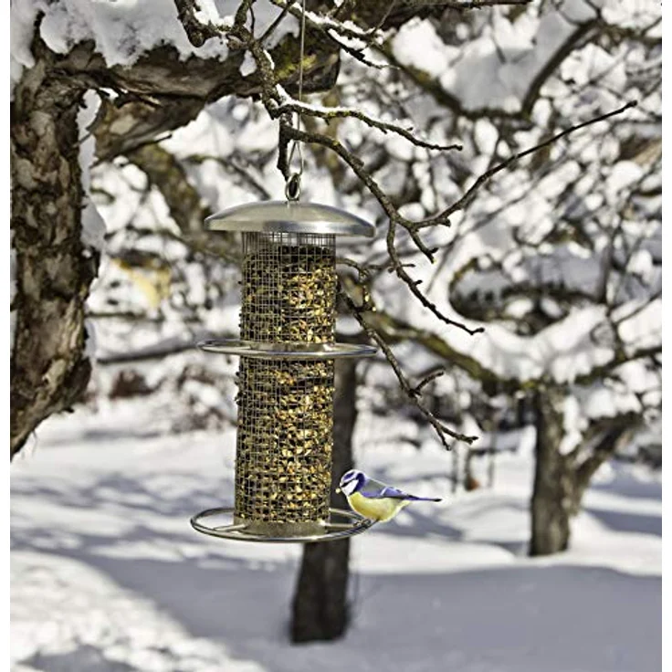 Windhager Vogelfuttersilo Pick-Up, Vogelhaus, Futterhaus, Vogelhäuschen, Vogelfutterstation zum Aufhängen, Vogel-Silo, 07953, Silber – Bild 3