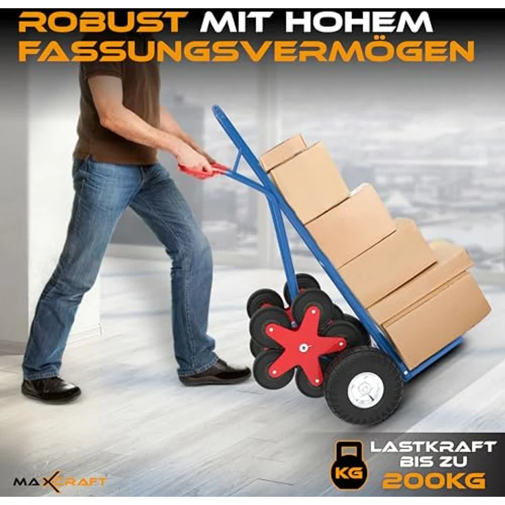 MAXCRAFT Treppenkarre bis 200 kg - 12 Räder, belastbar und langlebig – Bild 5