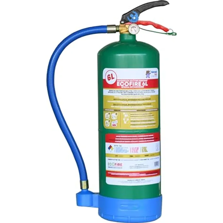 ECOFIRE Fighting ABFL Feuerlöscher, 6 Liter, umweltfreundlich, Lithiumbatterien ausschaltend, inklusive Montagehalterung, europäisches Zertifikat
