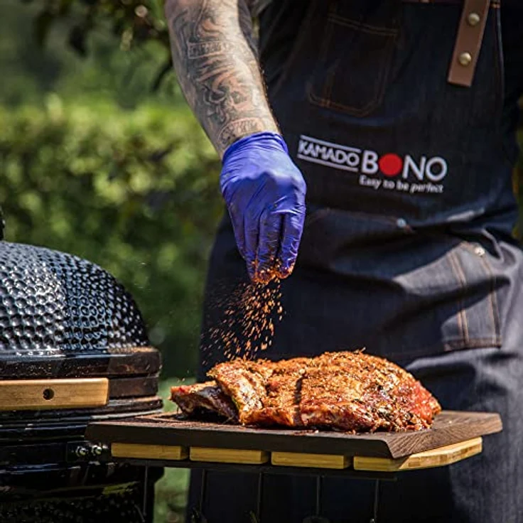 Kamado BONO Kamado Bono Grande Schwarzer - Keramikgrill für Draußen - Kohlegrill mit Großer Wirkung - Perfekt für BBQ und Grillen, Ø 59cm - 10 zusätzliche Grillzubehör gratis Weihnachtsgeschenke – Bild 5