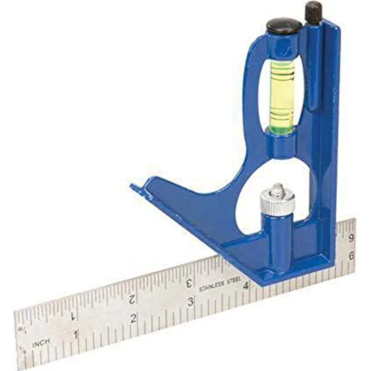 Silverline Profi Kombinations-Anschlagwinkel 150 mm, gehärteter Stahl mit Wasserwaage und metrischen/zölligen Einteilungen