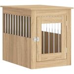 vidaXL Hundekäfig im Möbelstil, Abschließbar Hundebox mit Tür, Hundehütte Beistelltisch mit 2-in-1-Funktion, Hundehaus Haustierkäfig, Sonoma-Eiche 55x75x65 cm Holzwerkstoff