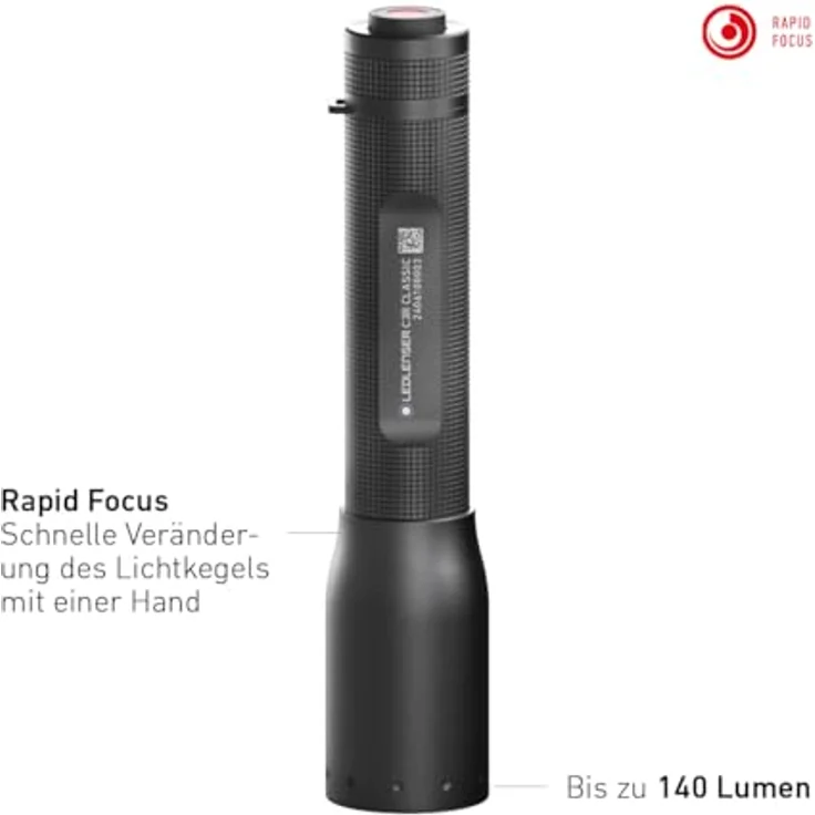 Ledlenser C3R Classic wiederaufladbare LED Taschenlampe | 140 Lumen helle Taschenlampe | 100m Leuchtweite | einstellbarer Fokus | IP54 | lange Batterielebensdauer | Taschenlampe Camping, Outdoor – Bild 3