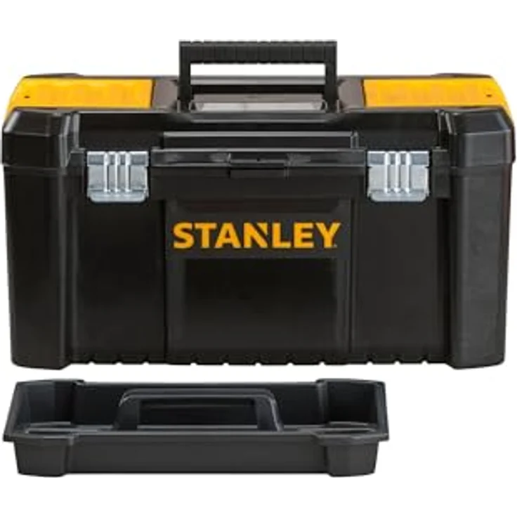 Stanley Werkzeugbox - Werkzeugkasten (19'', 48.2x25.4x25cm, Beladung bis zu 8kg, Werkzeugkoffer mit Metallschließen, Organizer mit entnehmbarer Trage, robuster Koffer aus Kunststoff) STST1-75521 – Bild 2