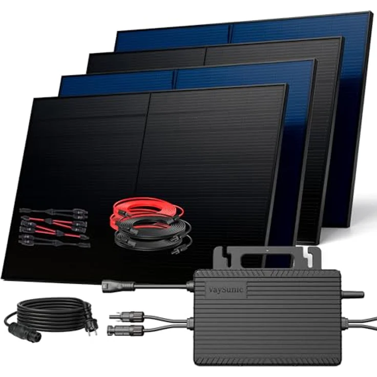 SUNNIVA® 2000W Balkonkraftwerk BIFAZIAL FULLBLACK, PV Solaranlage Komplettset mit 4x500W Glas-Glas Bifacial Solarmodulen, 800W Wechselrichter und steckerfertigem Kabelset – Bild 1