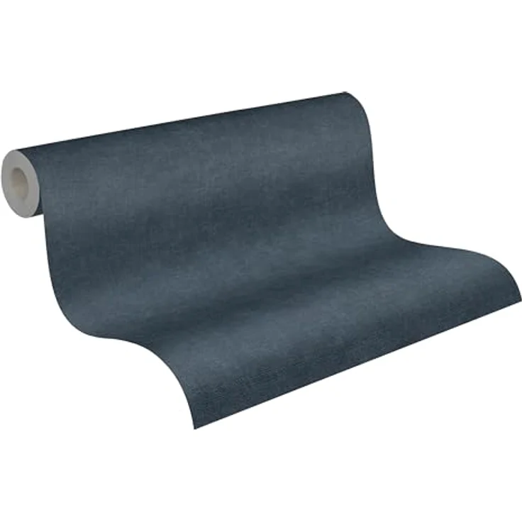 A.S. Création Smart Surfaces Vliestapete in Textiloptik, einfarbig, 10,05 m x 0,53 m, Blau/Dunkelblau, hohe Licht- und Scheuerbeständigkeit, Made in Germany – Bild 1