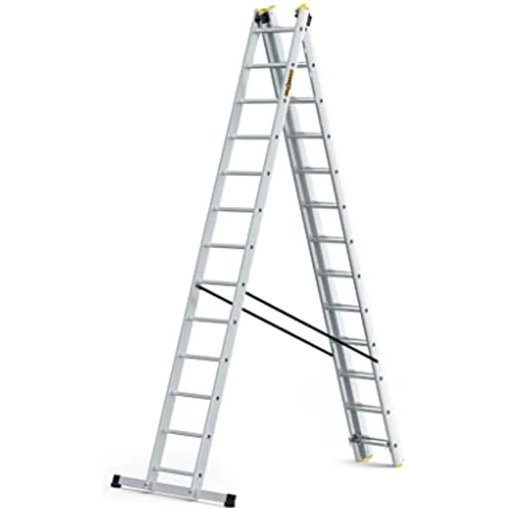 DRABEST Leiter PRO Serie Klappleiter 3-teilig Aluminium Vielzweckleiter 3x13 Sprossen Kombileiter Arbeitshöhe 8 m Belastbarkeit 150 kg Eimerhaken – Bild 2