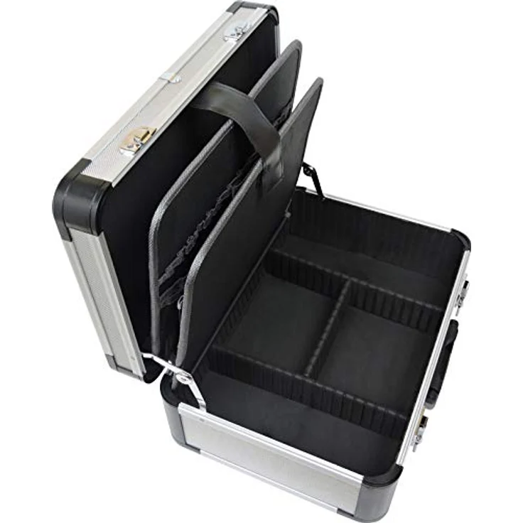 FAMEX 700-L Alu Werkzeugkoffer mit 2 Paletten mit 56 Einstecktaschen, Facheinteilung im Kofferboden - leer, ohne Werkzeug - – Bild 4