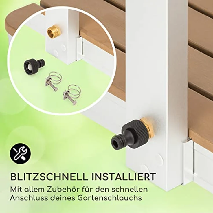 blumfeldt Gartendusche Sumatra Breeze, Bodendusche mit eloxierter Aluminium-Basis und rutschfestem WPC-Top, ohne Stromanschluss, für Garten und Sauna – Bild 5