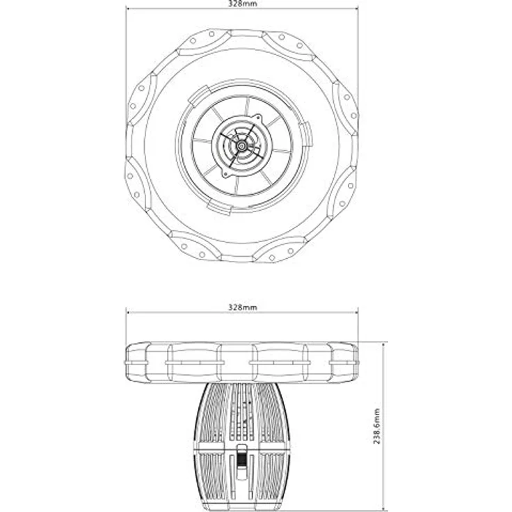 SunSun COP-10000 Schwimmende Fontäne 20000l/h, 90W, Wassersäule mit 1m Höhe & 3 m Durchmesser zur Belüftung des Teiches mit Filtersieb, Effiziente Sauerstoffanreicherung, Blau – Bild 2