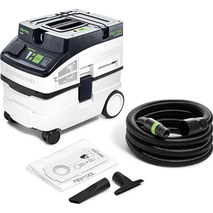 Festool Absaugmobil CLEANTEC CT 15, Nass- und Trockensauger mit 15 Litern Behältervolumen, 5-stufiger Saugkraftregulierung und Antistatik-Funktion