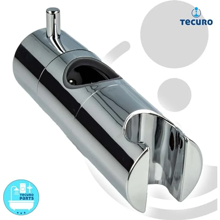tecuro Brausehalter Design-Brausehalter für Wandstange Ø 18/20/22 & 25 mm, hochglanzverchromt mit 360° Drehung und Gleitschutzring – Bild 4