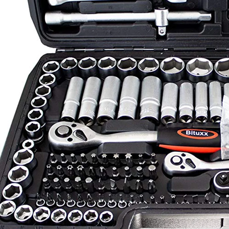BITUXX Werkzeugkoffer 215 tlg Knarrenkasten Ratschenkasten Nusskasten Stecknuss Umfangreiches Set mit 1,2 1,4 3,8 Ratschen und Zubehör – Bild 4