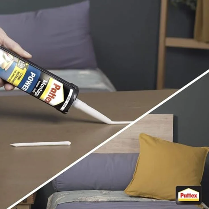 Pattex Montagekleber Power, Baukleber mit starker Anfangshaftung, Kraftkleber für saugende Materialien, Kleber für innen & außen, 1 x 370g - Preisvergleich – Bild 5