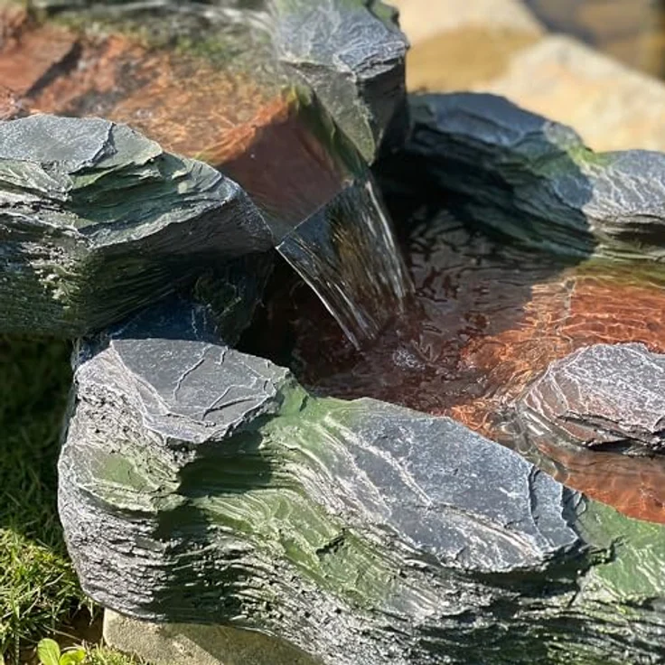 Köhko Bachlauf Mulde-Quelle Wasserfall Zulauf mit Wasserzulauf, Kunststein, L51 x B40 x H11 cm, 2 kg – Bild 4