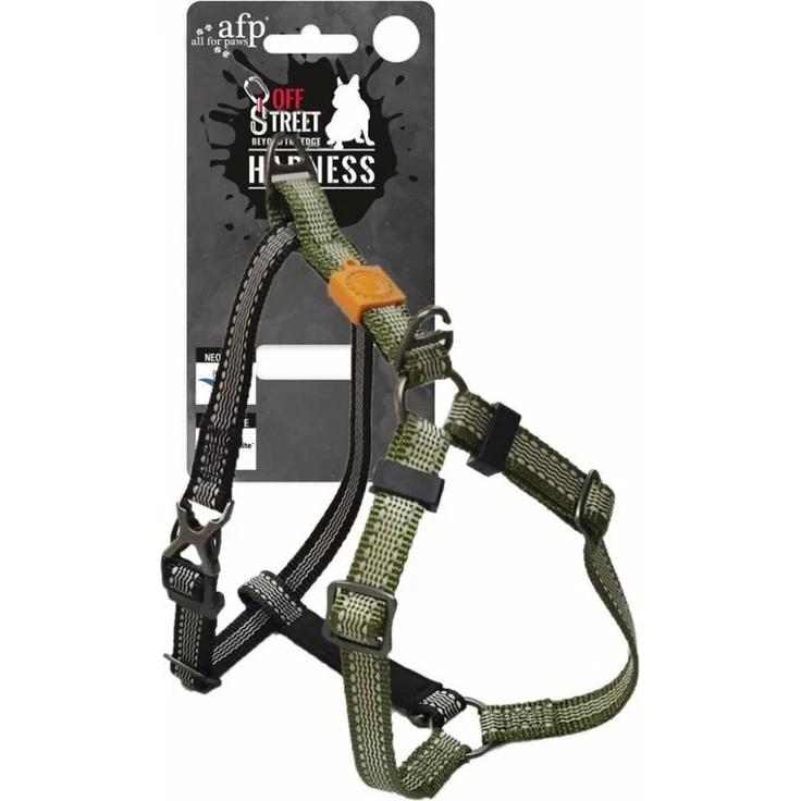all for paws Off Street Dog Non-pull Harness, Hunde-Geschirr mit Bionic Finish, olive grün, Größe L
