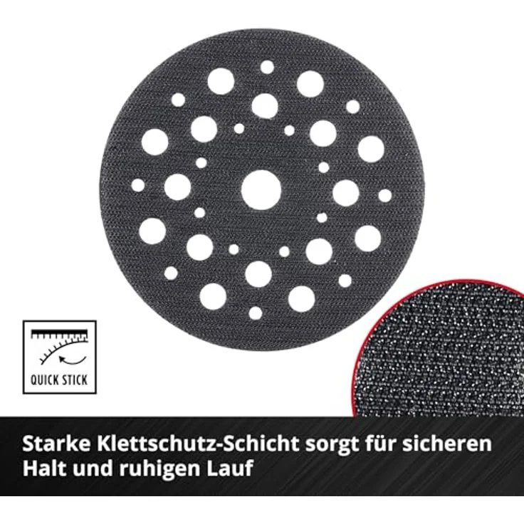 Einhell Schleiftellerschoner, Ø 123 mm, doppelseitige Klettaufnahme, hochbelastbar, optimierte Haftung für 125 mm Exzenterschleifer – Bild 4