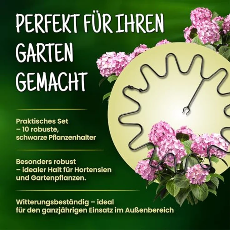 ARPON Staudenhalter rund, 20 Stück – Einstellbare Blumenstütze Ø 21,5 cm – Witterungsbeständig in Schwarz, ideal für Hortensien, Rosen und Sträucher – Bild 4