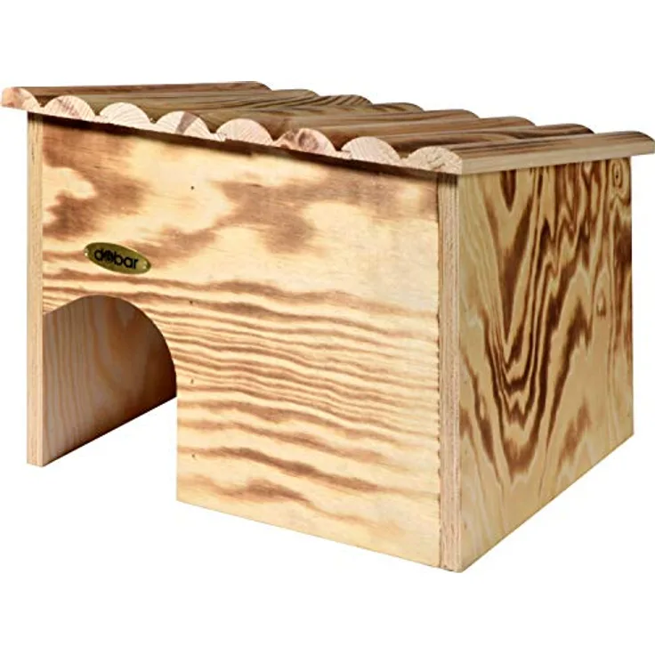 dobar® 22232FSCe Igelhaus als Bausatz - Igelschlafhaus aus Massivholz - Igelhöhle für den Garten - Igelschlafplatz mit Schleuse - Igelhotel mit Schutz vor Fressfeinden - 30,5 x 26,5 x 24 cm - Geflammt