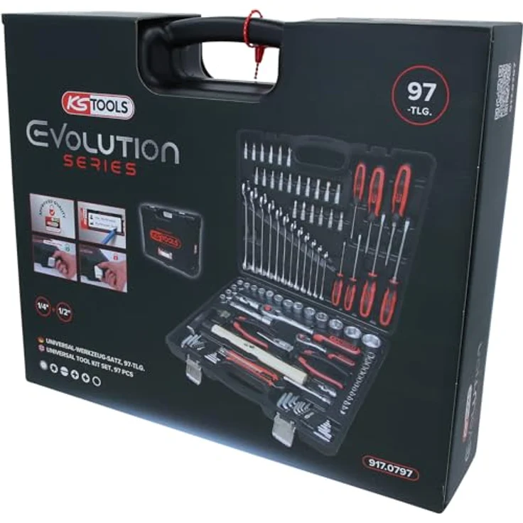KS Tools 917.0797 1-4'' - 1-2'' Universal-Werkzeug-Satz, 97-teilig, Werkzeugkasten, Werkzeugbox, Werkzeug-Set, Werkzeugkiste, inkl. Werkzeug wie z. B. Schraubendreher, Ringmaulschlüssel, Umschaltknarre – Bild 3