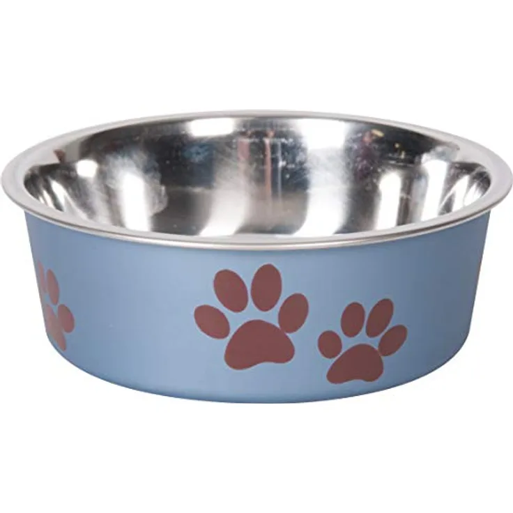 Karlie Edelstahlnapf Ascar mit Pfotenmotiv 300 ml ø: 10 - 12 cm blau