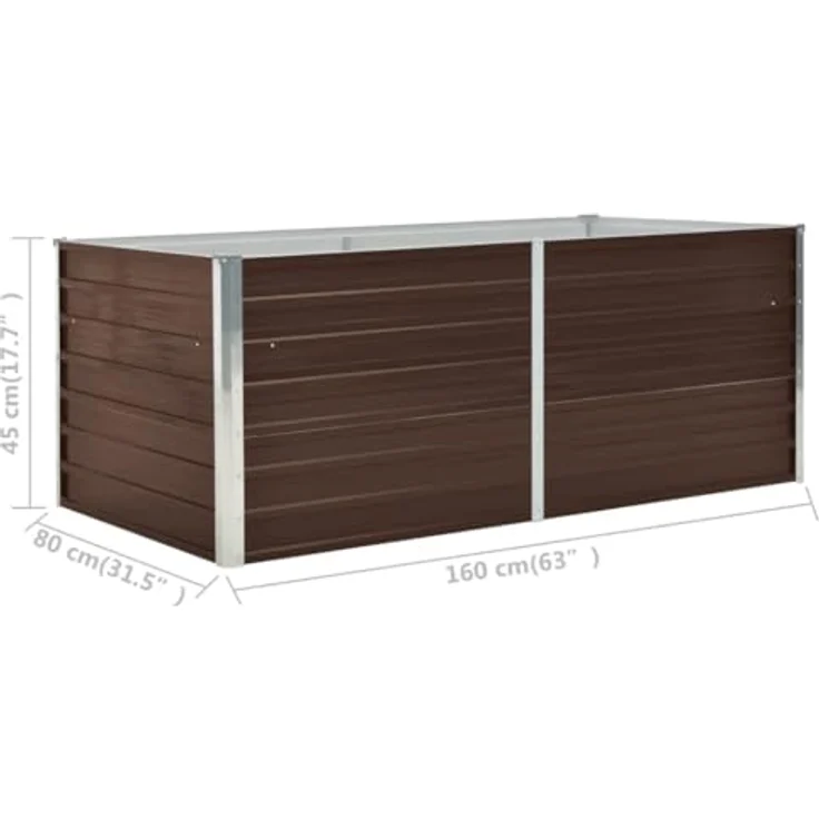vidaXL Hochbeet 160 x 80 x 45 cm Verzinkter Stahl Braun – Bild 4