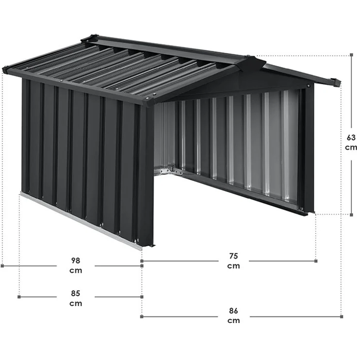 Juskys Mähroboter Garage MGMT1 mit Satteldach, anthrazit, Metall, 86 × 98 × 63 cm, Sonnen- und Regenschutz, anthrazit – Bild 4