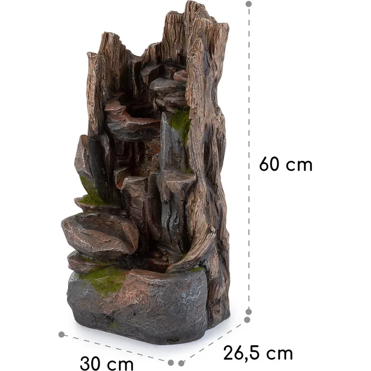 Mystic Tree Solarbrunnen LED-Beleuchtung Polyresin Braun – Bild 9