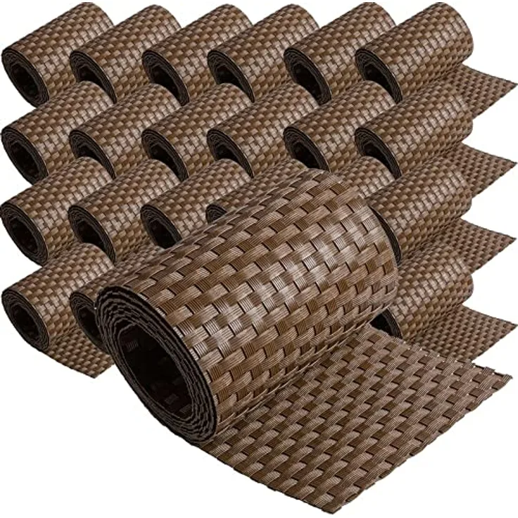 25 x Poly-Rattan Sichtschutzstreifen für Doppelstabzaun Doppelstab Matten Flechtzaun 19 x 255 cm BRAUN