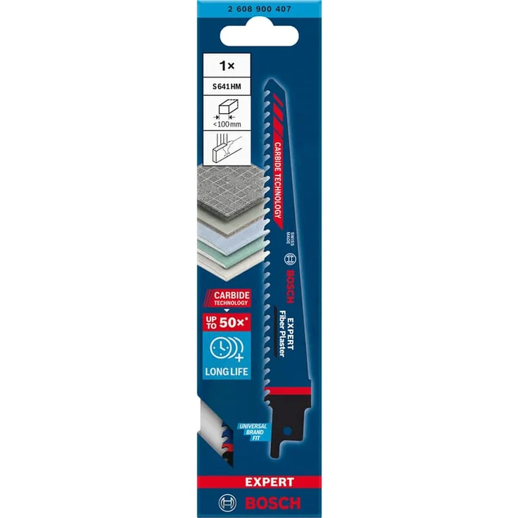 Bosch Säbelsägeblatt Expert Fiber Plaster S 641 HM Länge 150 mm Breite 19 mm 4,3 mm S-Schaft – Bild 1