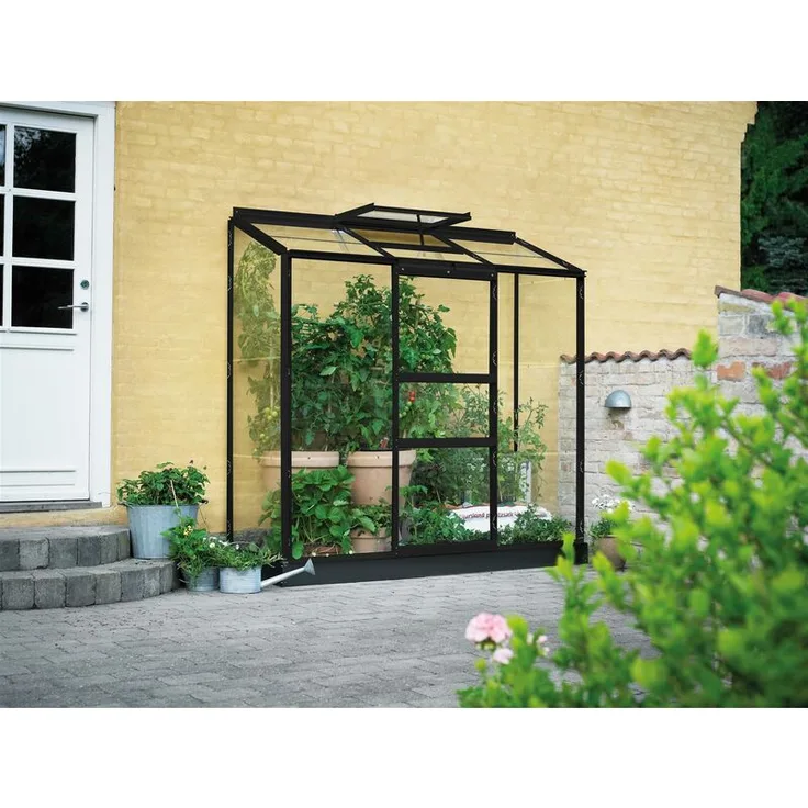 Halls Gewächshaus Altan 3, 1,94 x 0,69 x 1,82 m, Schwarz m/3, 1,94 x 0,69 x 1,82 m, mm Blankglas