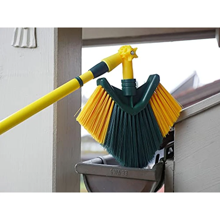 florasun Krallen Eckbesen mit 3,9 m Teleskopstiel, Dachrinnenreiniger, 45° Winkeladapter, Dachrinnenbürste mit einstellbarem Winkel für alle Ecken – Bild 5