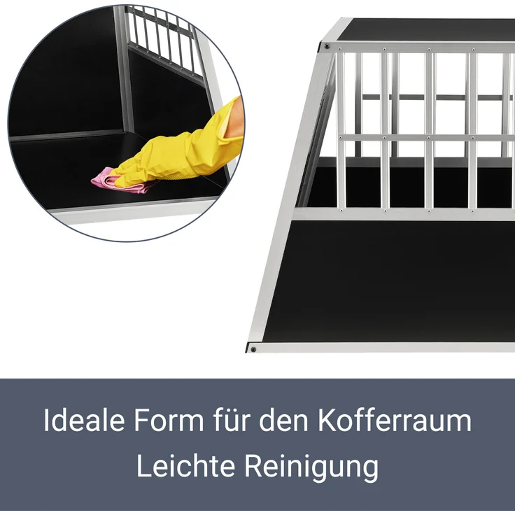 Juskys Alu Hundetransportbox L-X - 65×91×69 cm – Auto Hundebox robust & pflegeleicht – Gittertür verschließbar – Aluminium Reisebox für Hunde – Bild 4