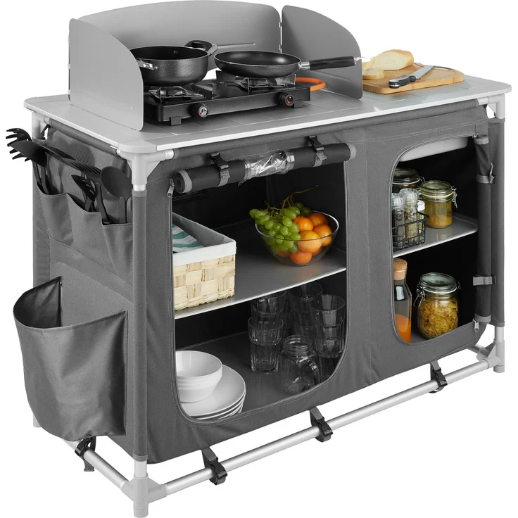 tectake Campingküche 116x52x107cm - grau – Bild 3