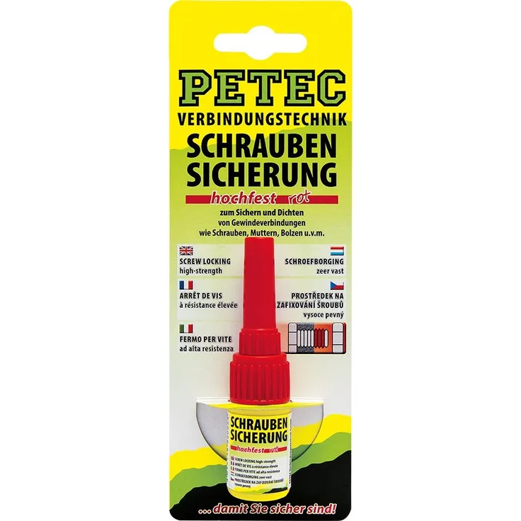Petec 92005 Schraubensicherung hochest rot - 5 Gramm Flasche