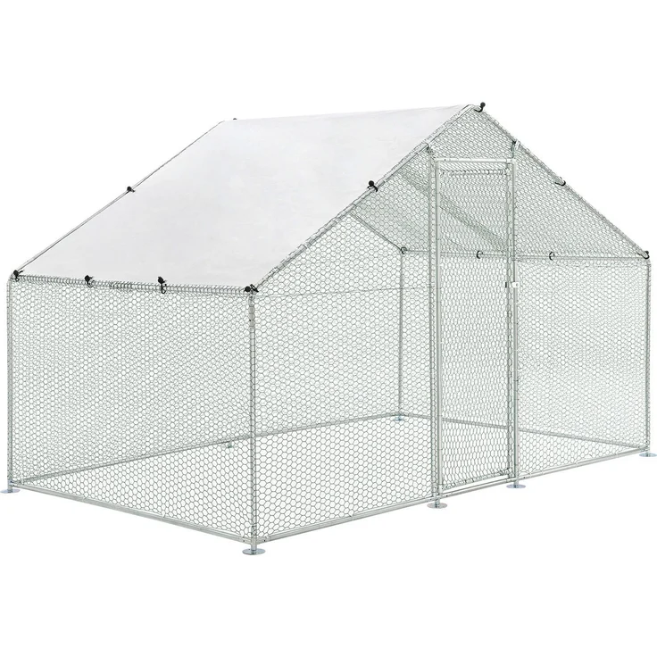 Juskys Freilaufgehege 3x2x2m Hühnerstall aus Metall begehbar mit 6 m² Lauffläche, Tür & Riegel – Freigehege für Hühner, Kleintiere & Pflanzen – Bild 10