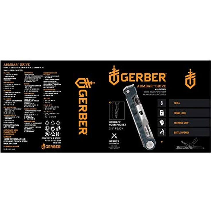 Gerber Multifunktionswerkzeug mit 8 Funktionen ArmBar Drive Metallic Blau Messer mit glatter Klinge – Bild 6