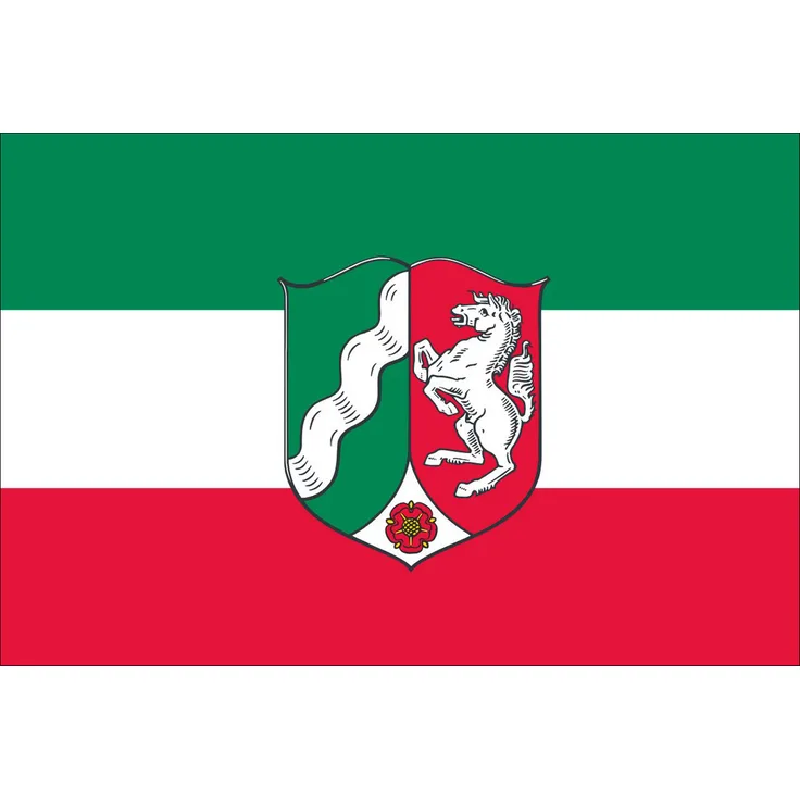 Flagge Nordrhein-Westfalen mit Wappen 110 g/m² ca. 40 x 60 cm