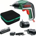 Bosch IXO 5 Akkuschrauber Set (Winkelaufsatz und Exzenteraufsatz, 10 Bits, USB-Ladegerät, Softcase, 3,6 Volt, 1,5 Ah)