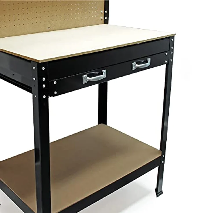 Werkbank 800x500x1400mm Werktisch Arbeitstisch Arbeitsplatte Lochwand Werkstatt Regal Schublade – Bild 3