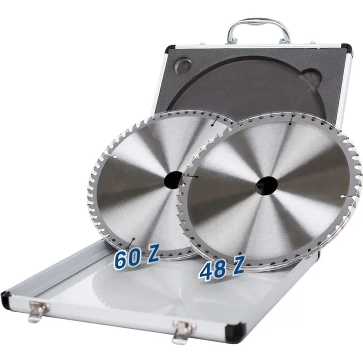Scheppach 2 teiliges Sägeblatt Set mit Koffer | Kreissägeblatt 48 & 60 Zähne | passend für Kappzugsäge HM254 - HM110MP - HM254SPX | Universell einsetzbar für Holz, Spanplatten, Laminat & Kunststoffen