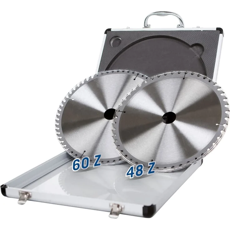 Scheppach 2 teiliges Sägeblatt Set mit Koffer | Kreissägeblatt 48 & 60 Zähne | passend für Kappzugsäge HM254 - HM110MP - HM254SPX | Universell einsetzbar für Holz, Spanplatten, Laminat & Kunststoffen – Bild 1