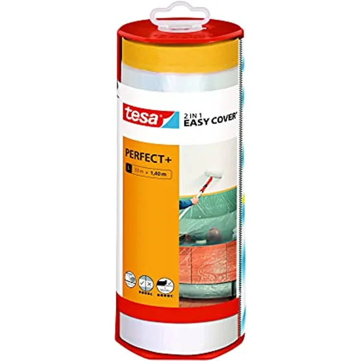 tesa Easy Cover Perfect+ 56571-00000-00 Abdeckfolie Gelb, Transparent (L x B) 33 m x 1.40 m 1 St. (56571-00000-00)