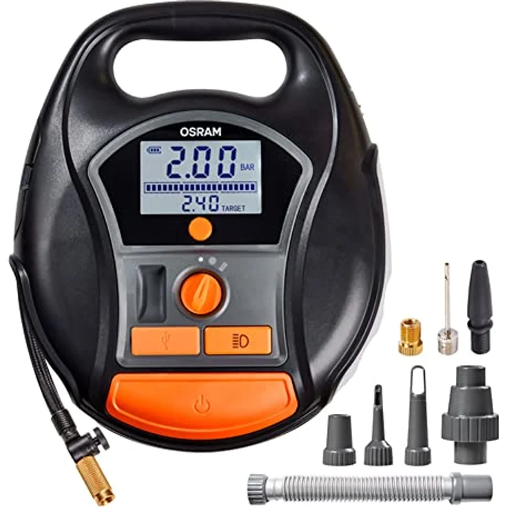 Osram Auto OTIR6000 Kompressor 5.5 bar Automatische Abschaltung, Digitales Display, mit Arbeitslampe, mit Powerbank-Funktion – Bild 2
