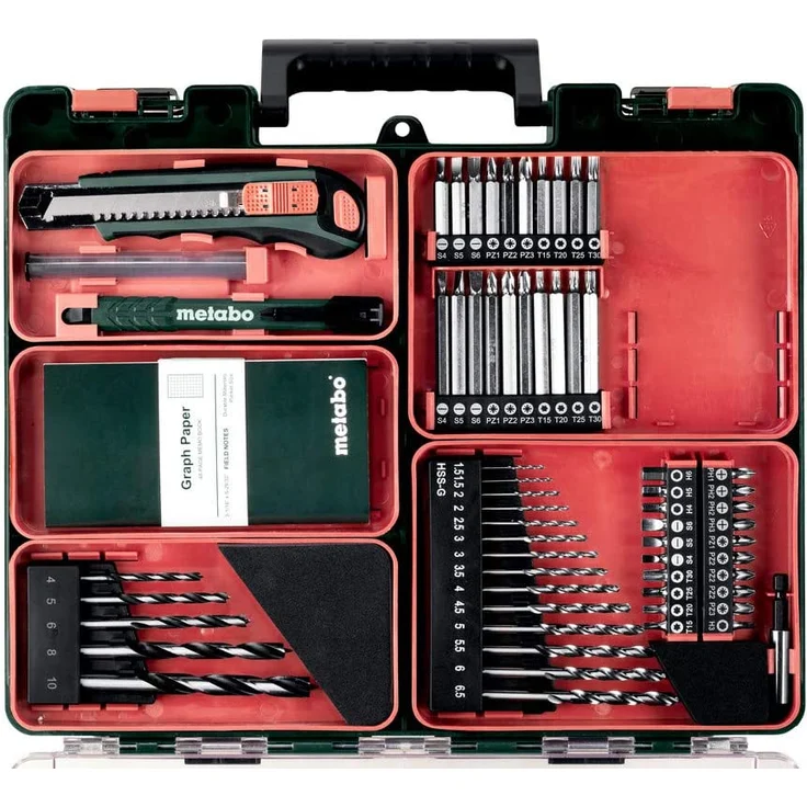 Metabo PowerMaxx BS 12 Set - Akku-Bohrschrauber 601036870, 12 V, 1400 U-min, mit 2x 2 Ah Akkus, Ladegerät, Transportkoffer und Zubehör-Set – Bild 2