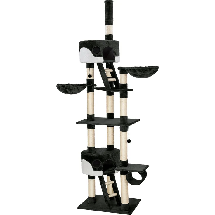 tectake Kratzbaum Hansi 260cm - schwarz/weiß – Bild 1