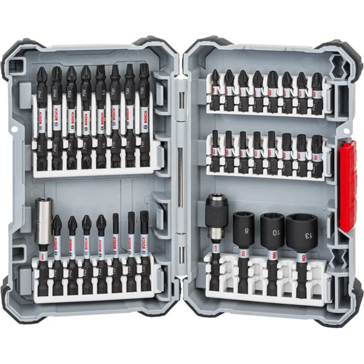 Schrauberbit-Set Impact Control Bohraufsatz-Set 36-teiliges Zubehör Set für Akku-Schrauber 23x Schrauberbits, 3x Steckschlüssel, 8x Doppelklingen, je 1x Universalhalter magnetisch und standard – Bild 1