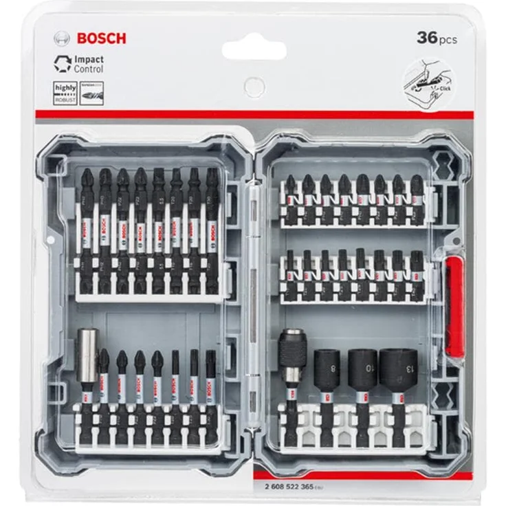 Schrauberbit-Set Impact Control Bohraufsatz-Set 36-teiliges Zubehör Set für Akku-Schrauber 23x Schrauberbits, 3x Steckschlüssel, 8x Doppelklingen, je 1x Universalhalter magnetisch und standard – Bild 2