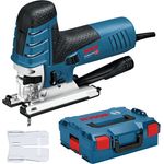 Bosch Professional GST 150 Pendelhubstichsäge, 1x Stichsägeblatt T 144 D für Holz (2608630560), Gleitschuh, Abdeckhaube, Saugdüse, Spanreißschutz, L-BOXX 136 (kein Schlauch enthalten)