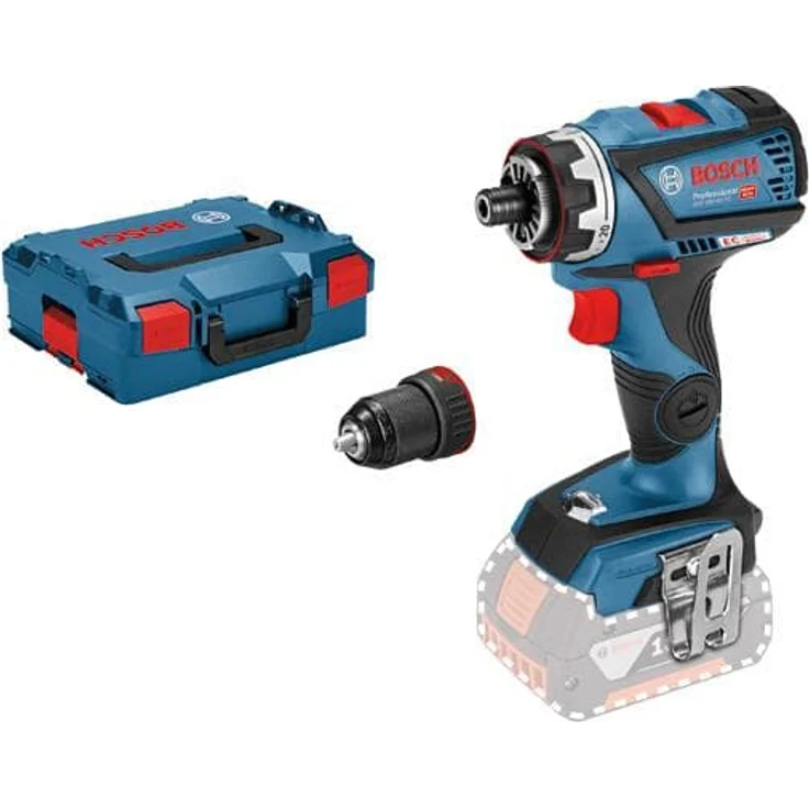 Bosch Professional 18V System Akku Bohrschrauber GSR 18V-60 FC (Flexi Click, Metallbohrfutteraufsatz, max. Drehmoment: 60Nm, max. Schrauben-D: 10mm, Connect Ready, ohne Akkus und Ladegerät, in L-Boxx) – Bild 1